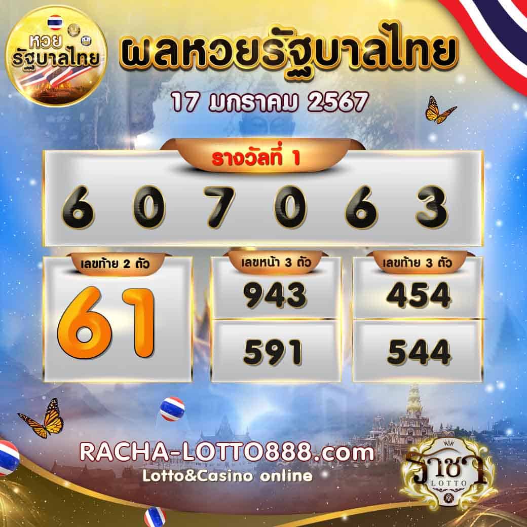 ผลหวยรัฐบาลไทย 30 กุกุมภาพันธ์ 2567